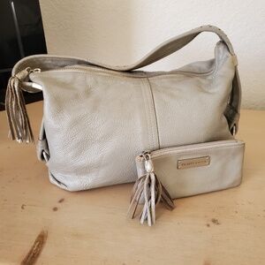 Elliot Lucca Silver Leather Sac Bag & Matching Small Bag